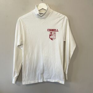 Velva Sheen Vintage Cornell University Mockneck Long Sleeve Shirt Made In USA